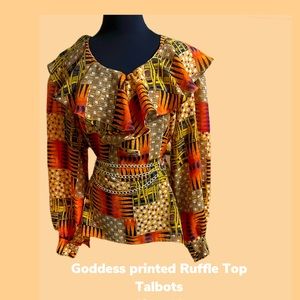 Multi colored top with ruffles
